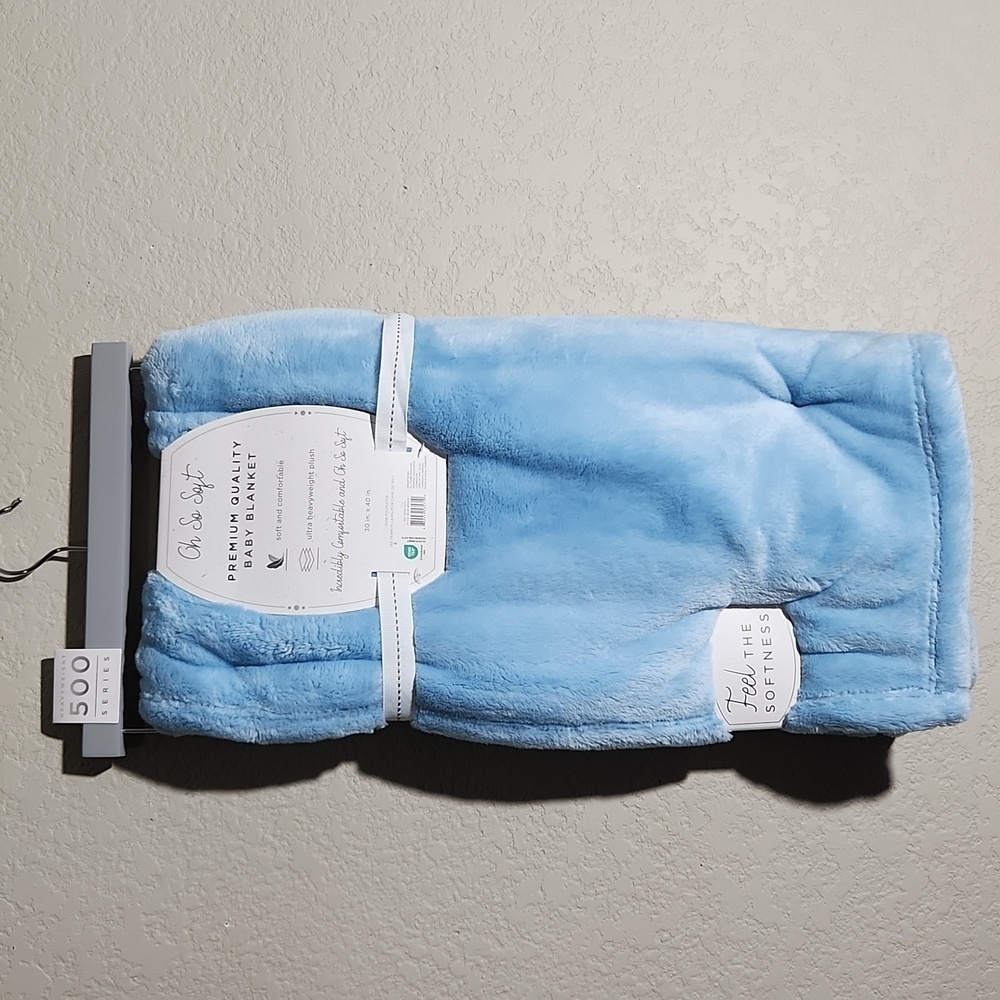 Oh So Soft Baby Blanket Heavy Weight blue Breeze Baby blanket 30 inch ×40 in NEW